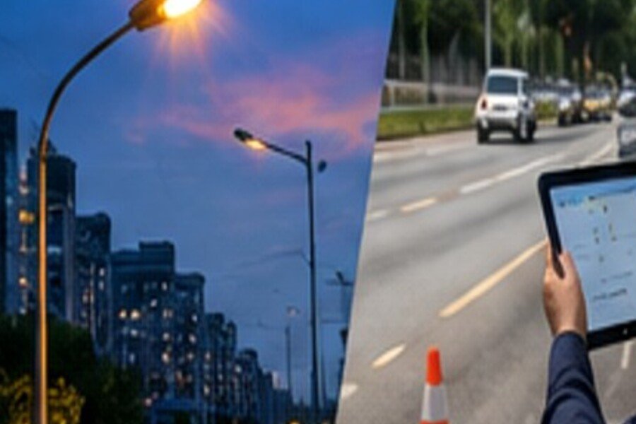 Technician performing roadside digital inspection